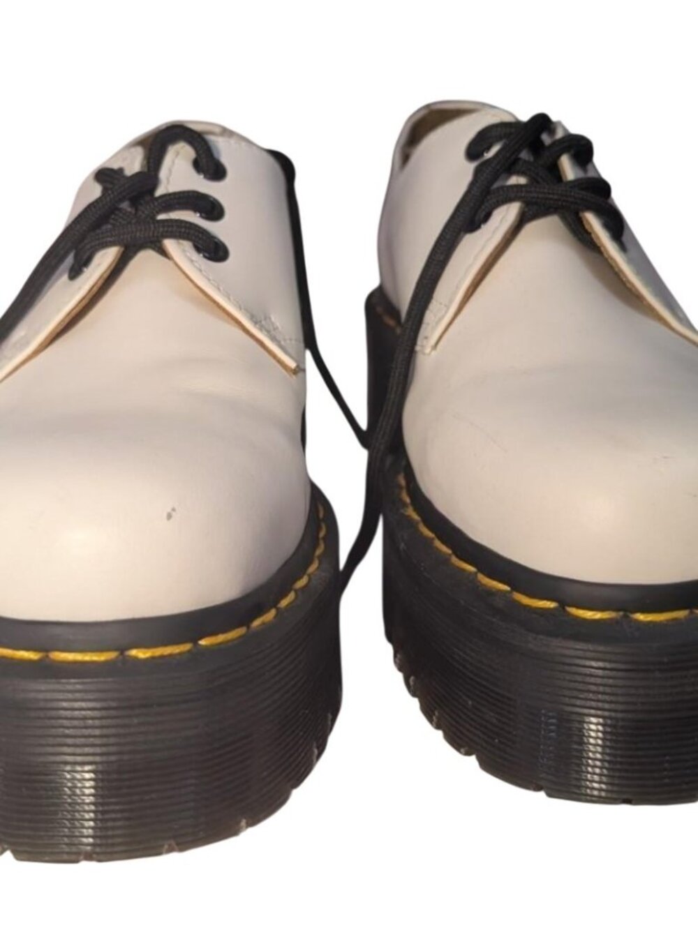 Dr. Martens 1461 Quad Platform White Smooth Leather Shoes Women's 8.5